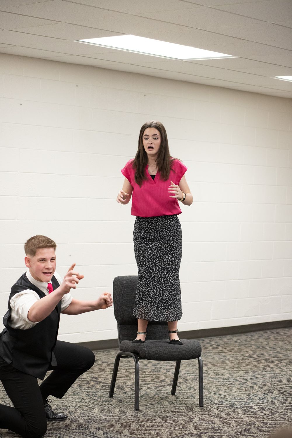 Students performing a dramatic scene