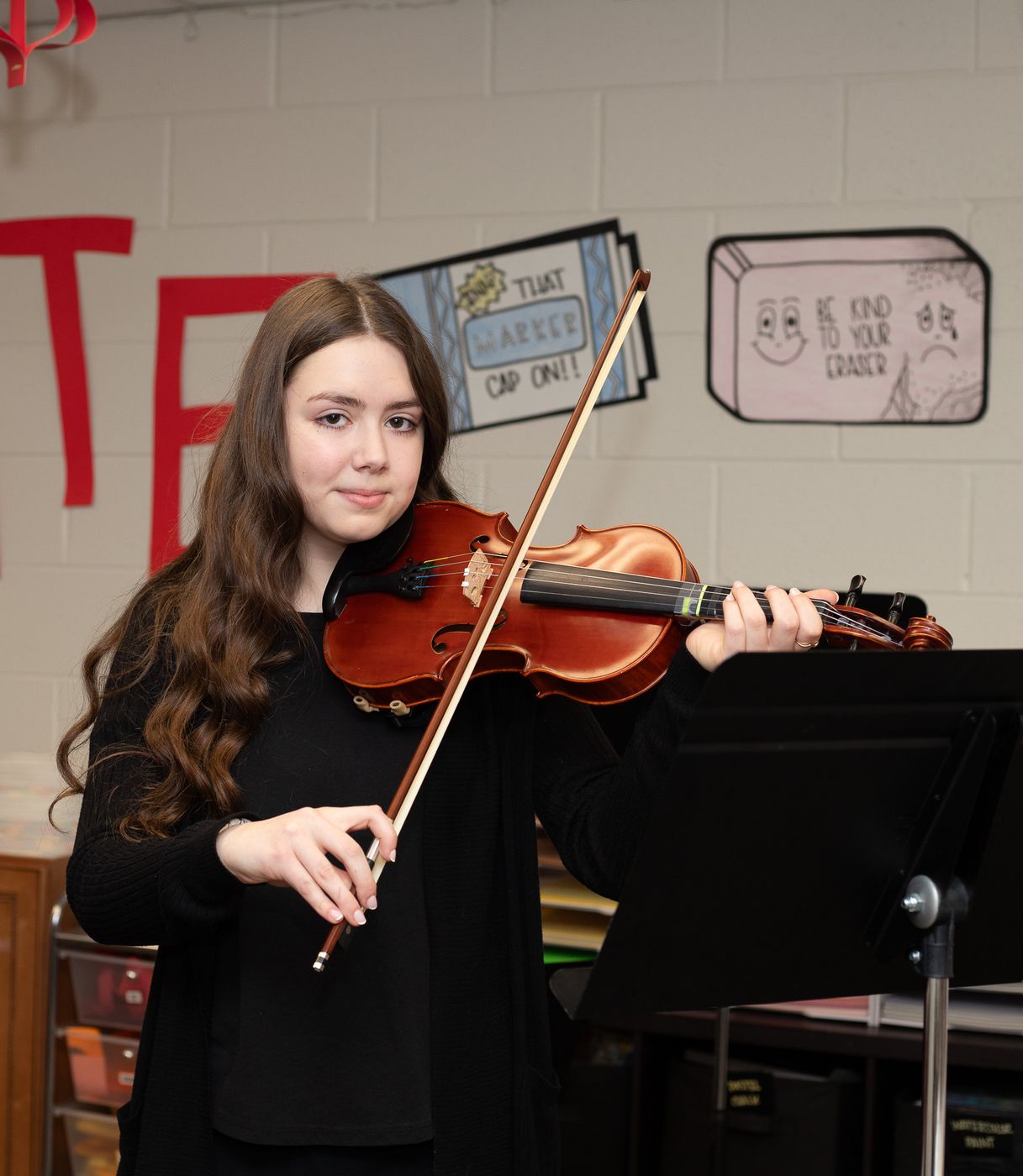 A student playing the violin